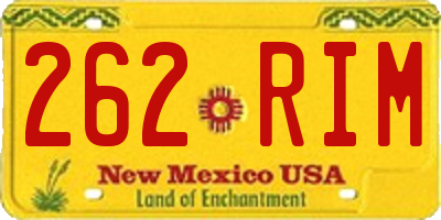 NM license plate 262RIM