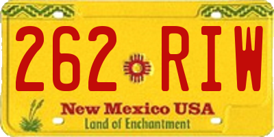 NM license plate 262RIW