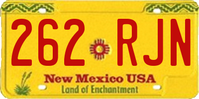 NM license plate 262RJN