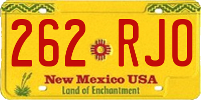 NM license plate 262RJO