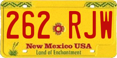 NM license plate 262RJW