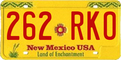NM license plate 262RKO