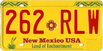 NM license plate 262RLW
