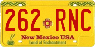 NM license plate 262RNC