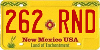 NM license plate 262RND