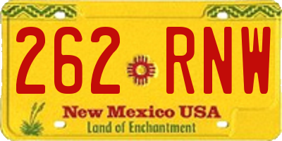 NM license plate 262RNW