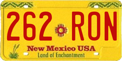 NM license plate 262RON
