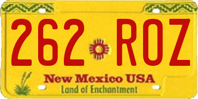 NM license plate 262ROZ
