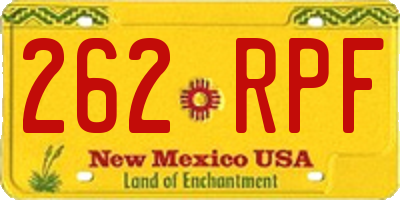 NM license plate 262RPF