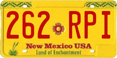 NM license plate 262RPI
