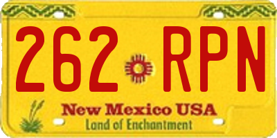 NM license plate 262RPN
