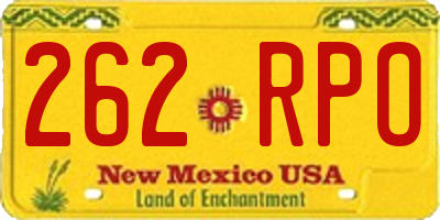 NM license plate 262RPO
