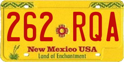 NM license plate 262RQA