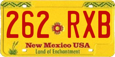 NM license plate 262RXB