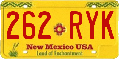 NM license plate 262RYK