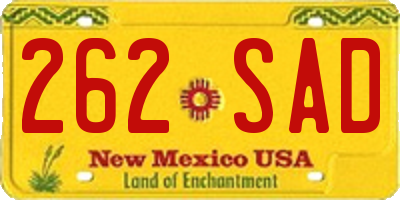 NM license plate 262SAD