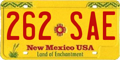 NM license plate 262SAE