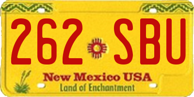 NM license plate 262SBU