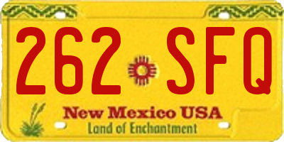 NM license plate 262SFQ