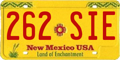 NM license plate 262SIE