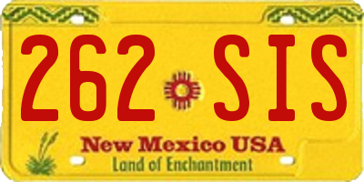 NM license plate 262SIS