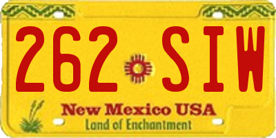 NM license plate 262SIW