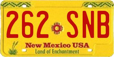NM license plate 262SNB