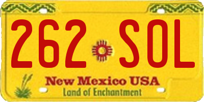 NM license plate 262SOL