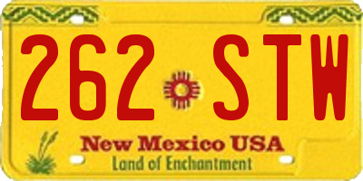 NM license plate 262STW