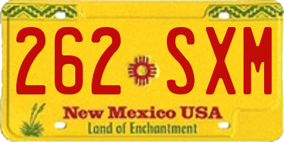 NM license plate 262SXM