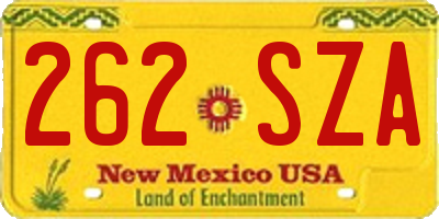NM license plate 262SZA