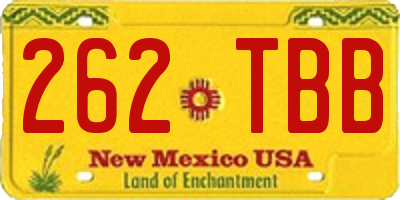 NM license plate 262TBB