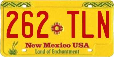 NM license plate 262TLN