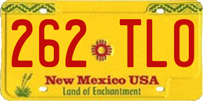 NM license plate 262TLO