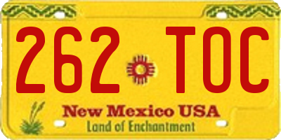NM license plate 262TOC