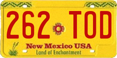 NM license plate 262TOD