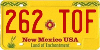 NM license plate 262TOF