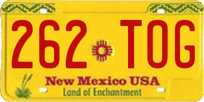 NM license plate 262TOG