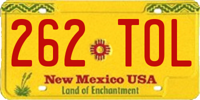 NM license plate 262TOL