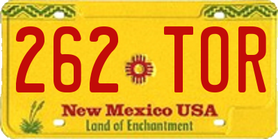 NM license plate 262TOR