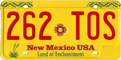 NM license plate 262TOS