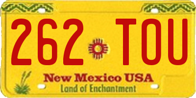 NM license plate 262TOU