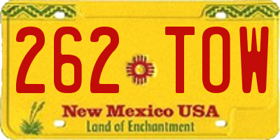 NM license plate 262TOW
