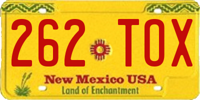 NM license plate 262TOX