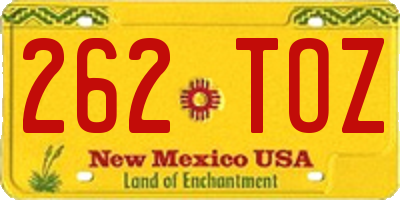NM license plate 262TOZ