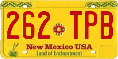 NM license plate 262TPB
