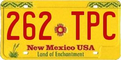 NM license plate 262TPC
