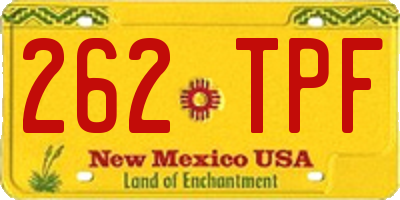 NM license plate 262TPF