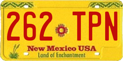 NM license plate 262TPN