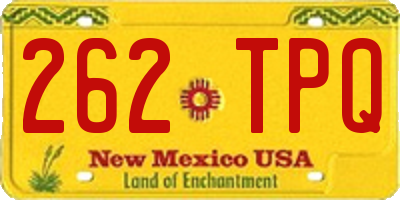 NM license plate 262TPQ